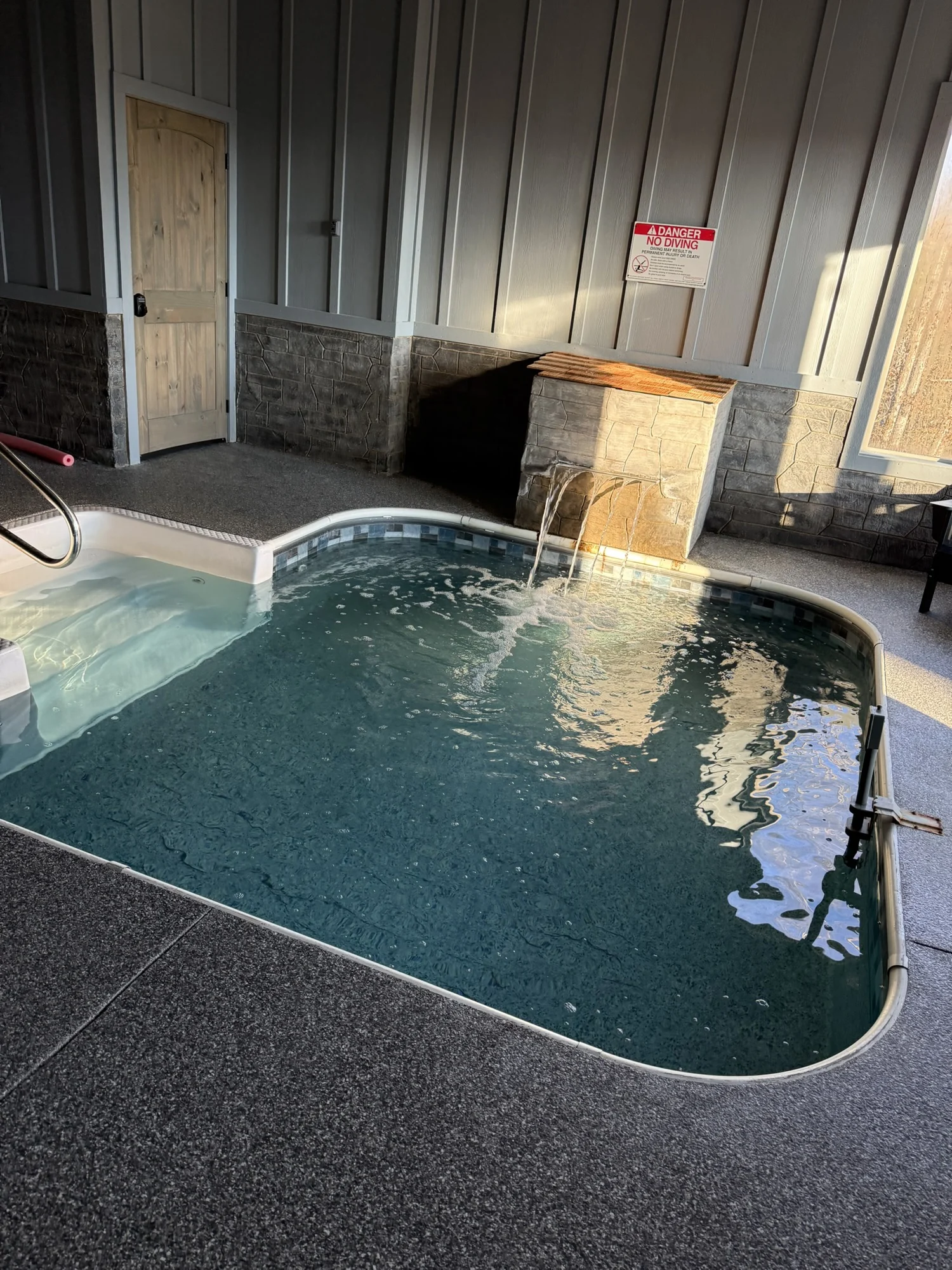 Private indoor pool at Splashing in the Breeze cabin in Sevierville Tennessee