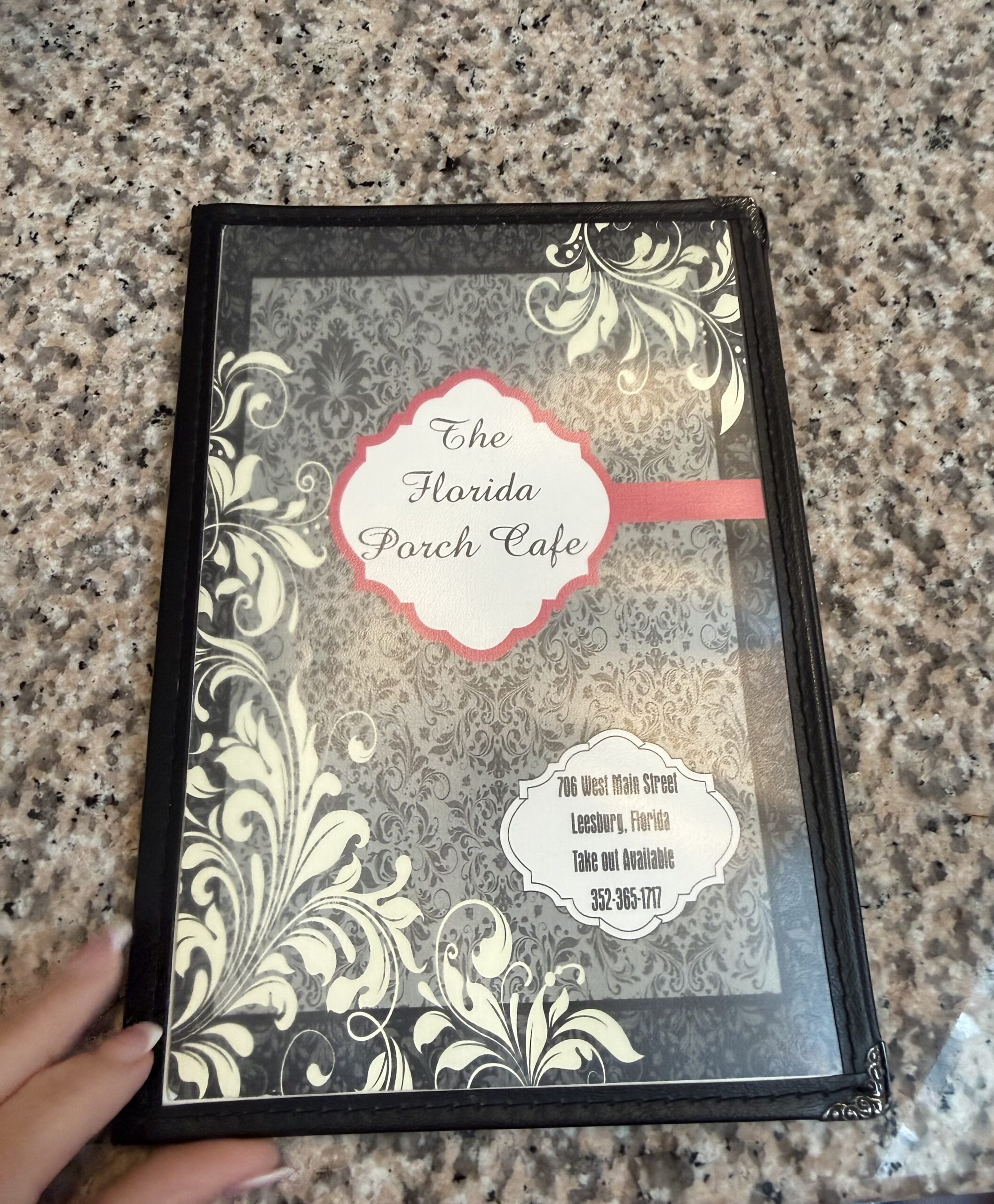 The Florida Porch Cafe printed menu cover