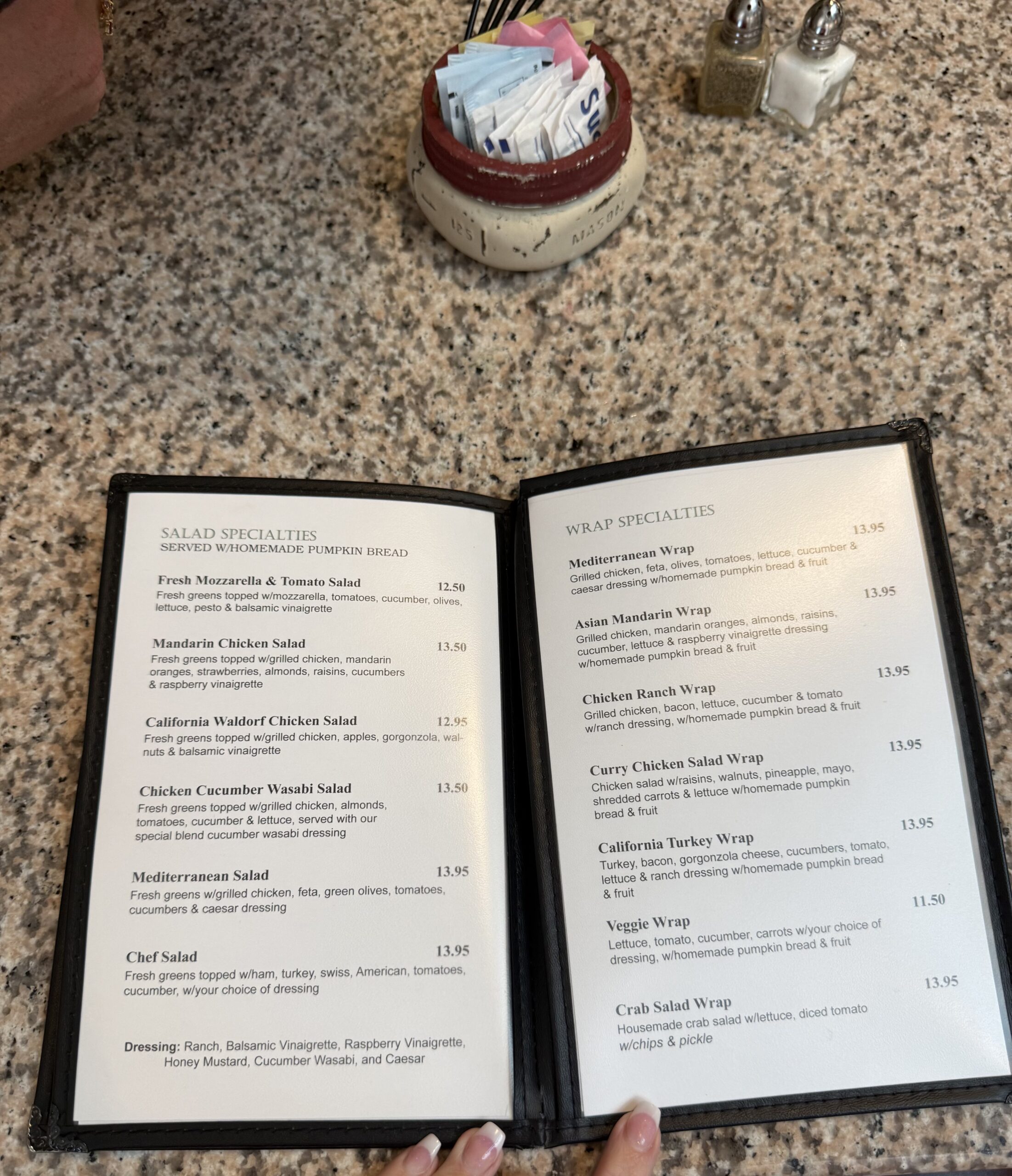 Salad specialties and wrap specialties on The Florida Porch Cafe menu