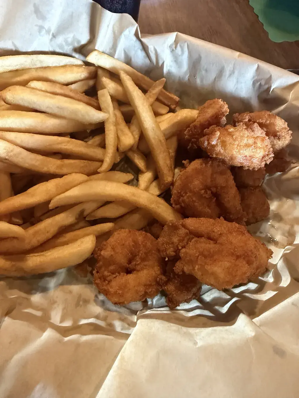 Fried shrimp and scallop basket with French fries at Jeremiah’s in Mount Dora, Florida.